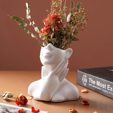 One-Handed Face Armrest Vase